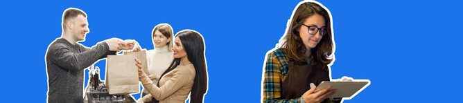 Empowered retail staff assisting customers and using a tablet, symbolizing the human element in converting browsers into buyers and boosting sales.